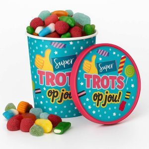 Candy Bucket Trots op jou  – Cadeau met Snoepmix