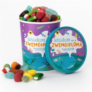 Candy Bucket zwemdiploma  – Cadeau met Snoepmix