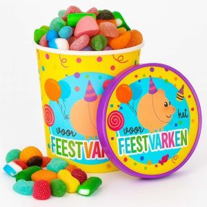 Candy Bucket Feestvarken – Cadeau met Snoepmix