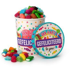 Candy Bucket Gefeliciteerd – Cadeau met Snoepmix