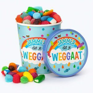 Candy Bucket Jammer dat je weggaat – Cadeau met Snoepmix