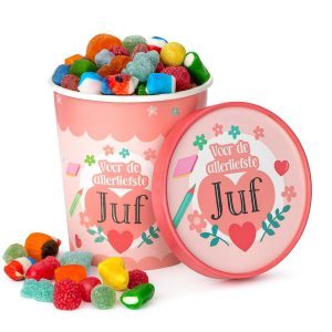 Candy Bucket Juf – Cadeau met Snoepmix