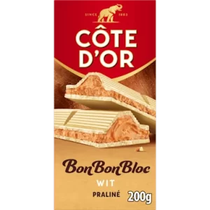 Côte d'Or BonBonBloc Praliné Wit – Extra Grote Witte Chocoladereep
