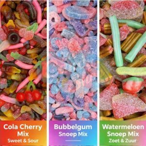Snoep Bundel 3 Smaken 750g (3x250g) – Cola Cherry, Bubbelgum & Watermeloen | The Candyshop