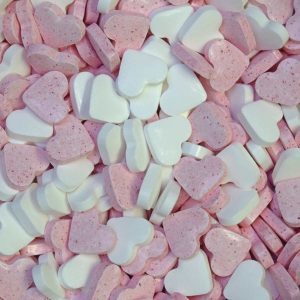 dextrose vruchtenhartjes roze/wit Klein