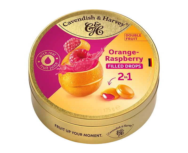 Cavendish & Harvey Double Fruit Drops Orange & Raspberry 175g